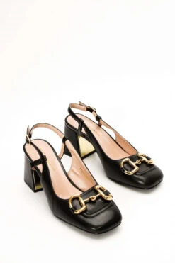 Γόβες Open Heel με Χρυσή Αγκράφα