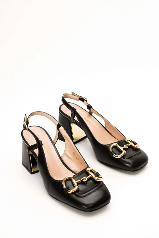 Γόβες Open Heel με Χρυσή Αγκράφα 1 Γόβες Open Heel με Χρυσή Αγκράφα