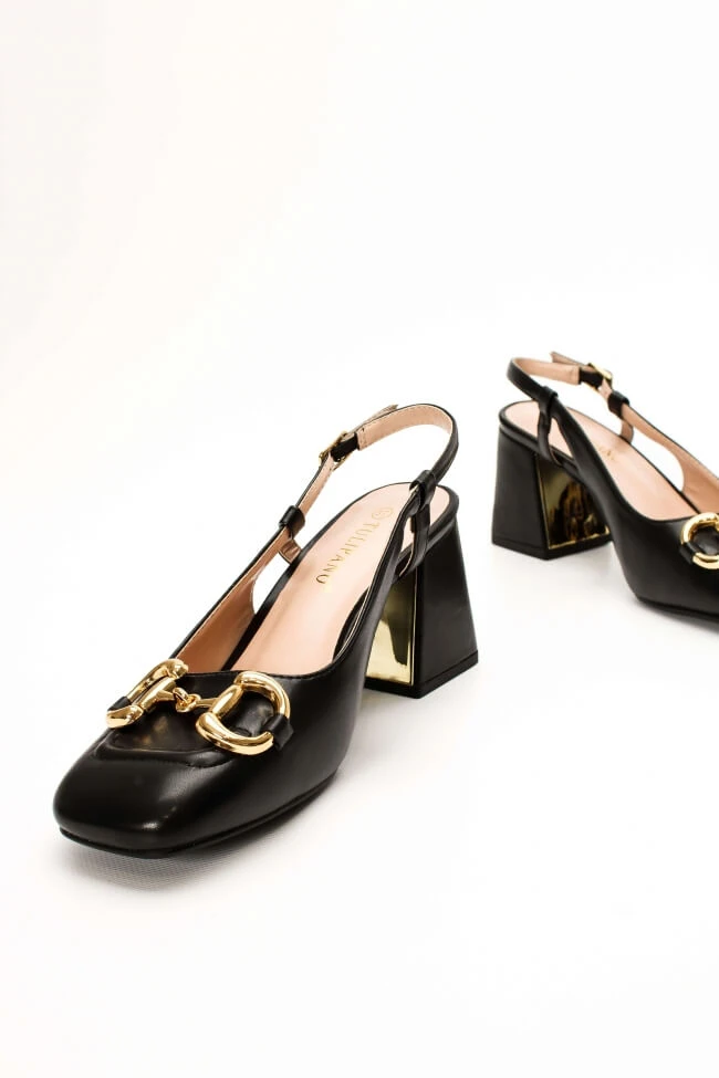 Γόβες Open Heel με Χρυσή Αγκράφα 4 Γόβες Open Heel με Χρυσή Αγκράφα - Image 4