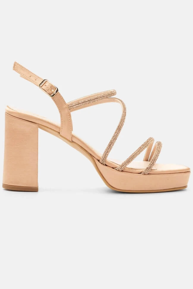 LUIGI DESIGN - Πέδιλα Σατέν με Λοξό Λουράκι & Strass 2 LUIGI DESIGN - Πέδιλα Σατέν με Λοξό Λουράκι & Strass - Image 2