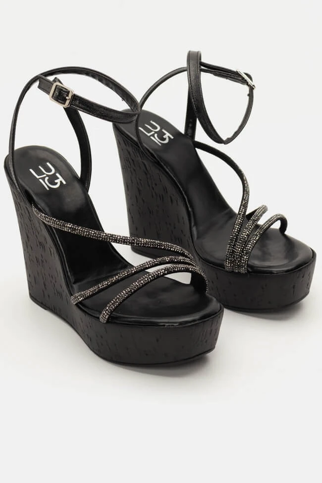 LUIGI DESIGN - Πλατφόρμες με Φελλό & Strass 1 LUIGI DESIGN - Πλατφόρμες με Φελλό & Strass