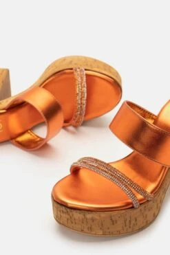 LUIGI DESIGN - Mules με Φελλό & Strass -Papoutsi Greece luigi design platformes me fello strass 94867 bl0o