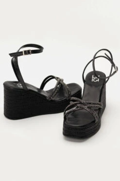 LUIGI DESIGN - Πλατφόρμες με Λουριά απο Strass -Papoutsi Greece luigi design platformes me louria apo strass 94423 d91n