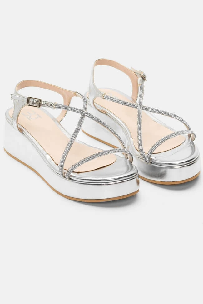 LUIGI DESIGN - Πλατφόρμες με Χιαστί Λουράκια απο Strass 3 LUIGI DESIGN - Πλατφόρμες με Χιαστί Λουράκια απο Strass - Image 3