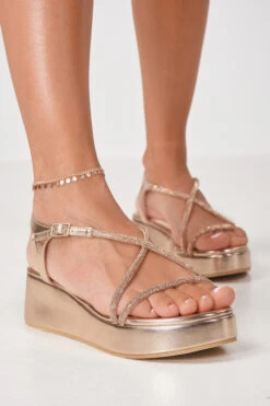 LUIGI DESIGN - Πλατφόρμες με Χιαστί Λουράκια απο Strass