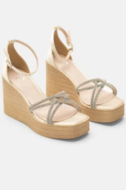 LUIGI DESIGN - Πλατφόρμες Σατέν με Κλειστή Φτέρνα & Strass