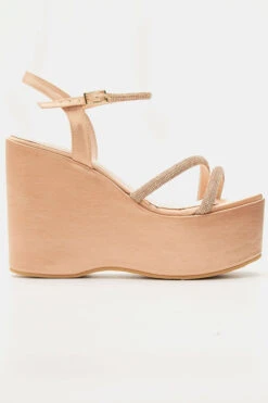 LUIGI DESIGN - Πλατφόρμες Σατέν με Λοξό Λουράκι & Strass