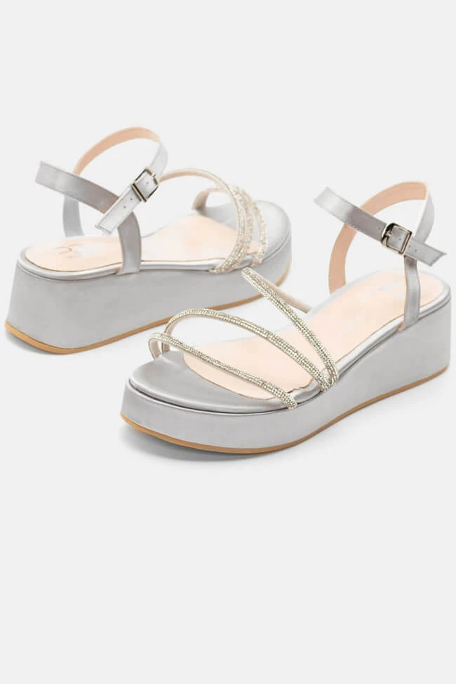 LUIGI DESIGN - Πλατφόρμες Σατέν με Strass 5 LUIGI DESIGN - Πλατφόρμες Σατέν με Strass - Image 5