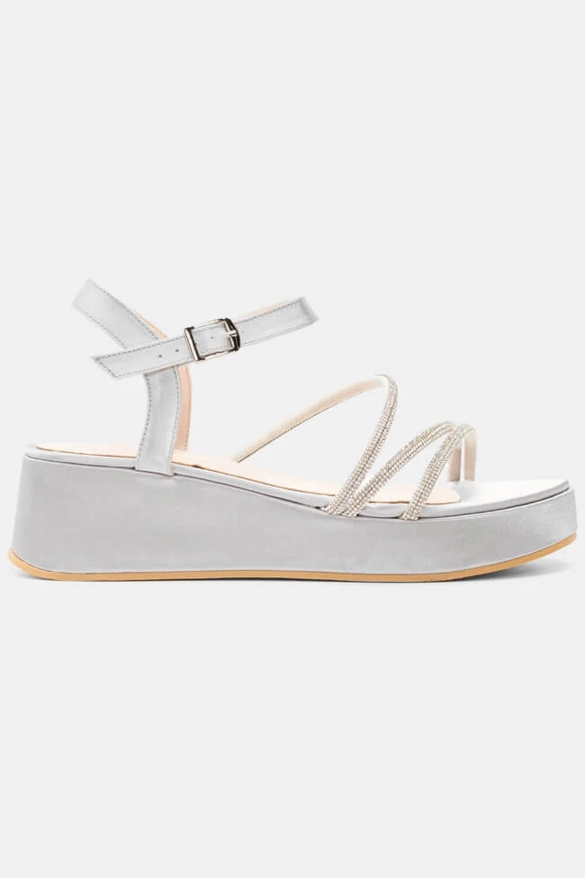 LUIGI DESIGN - Πλατφόρμες Σατέν με Strass 2 LUIGI DESIGN - Πλατφόρμες Σατέν με Strass - Image 2