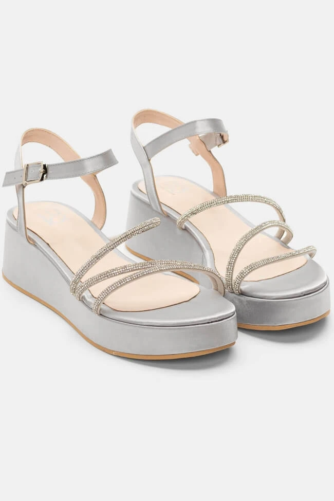 LUIGI DESIGN - Πλατφόρμες Σατέν με Strass 3 LUIGI DESIGN - Πλατφόρμες Σατέν με Strass - Image 3