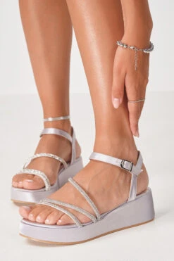 LUIGI DESIGN - Πλατφόρμες Σατέν με Strass