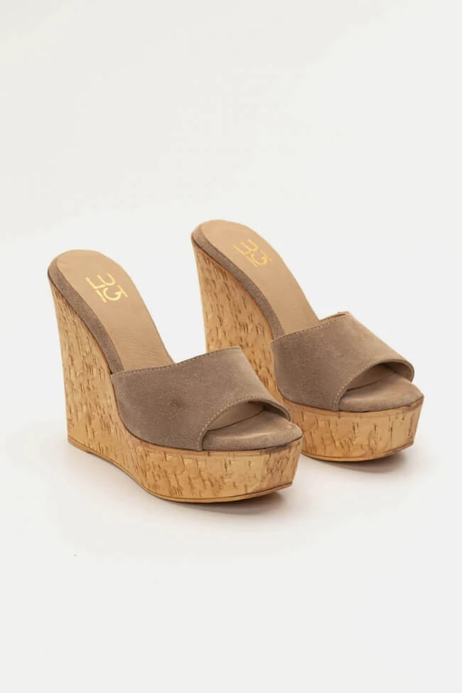 LUIGI DESIGN - Πλατφόρμες Suede με Φελλό 2 LUIGI DESIGN - Πλατφόρμες Suede με Φελλό - Image 2