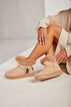 Μποτάκια με Επένδυση Γούνας & Διακοσμητικό Φερμουάρ