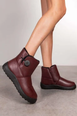 Μποτάκια με Εσωτερική Γούνα & Διακοσμητικό Κουμπί