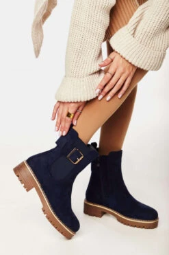 Μποτάκια Suede με Λάστιχο & Τόκα