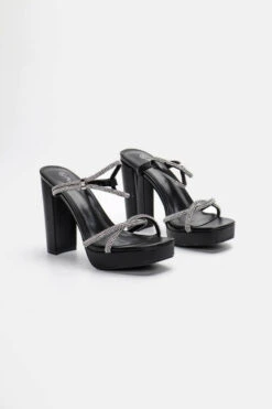 Πέδιλα με Τακούνι & Λουράκια απο Strass -Papoutsi Greece mules me takouni lourakia apo strass 91719 ydi4