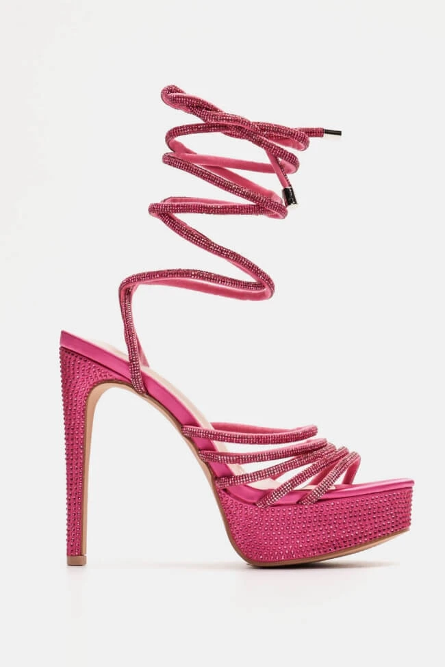 Πέδιλα Lace Up με Φιάπα & Strass 1 Πέδιλα Lace Up με Φιάπα & Strass