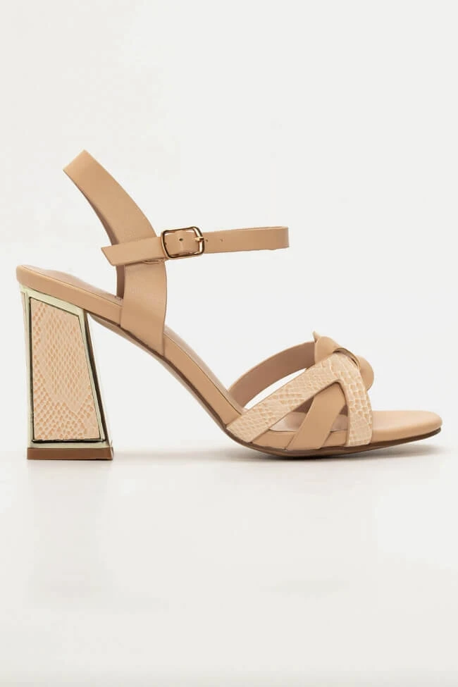 Πέδιλα με Χρυσή Λεπτομέρεια στο Τακούνι 1 Πέδιλα με Χρυσή Λεπτομέρεια στο Τακούνι