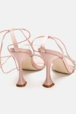 Πέδιλα Σατέν με Ιδιαίτερο Τακούνι & Strass -Papoutsi Greece pedila saten me idiaitero takouni strass 89043 lyxu