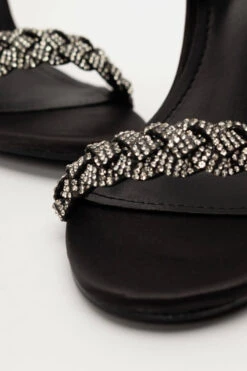 Πέδιλα Σατέν με Πλεξούδα απο Strass -Papoutsi Greece pedila saten me pleksouda apo strass 93503 k2ht