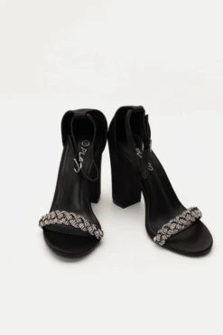 Πέδιλα Σατέν με Πλεξούδα απο Strass -Papoutsi Greece pedila saten me pleksouda apo strass 93503 vzzw