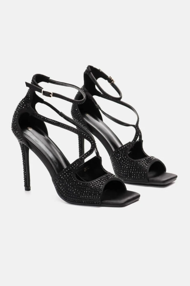 Πέδιλα Σατέν Στιλέτο με Strass 3 Πέδιλα Σατέν Στιλέτο με Strass - Image 3