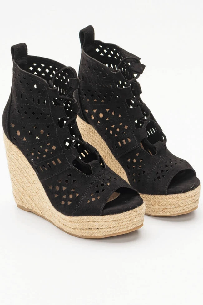 Πλατφόρμες Εσπαντρίγιες Peep Toe με Κορδόνια 3 Πλατφόρμες Εσπαντρίγιες Peep Toe με Κορδόνια - Image 3