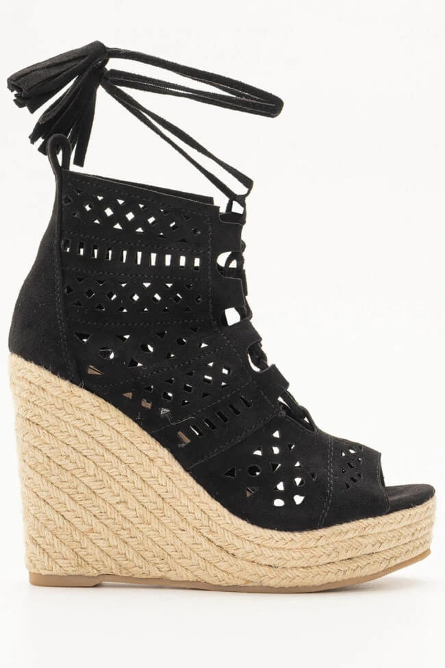 Πλατφόρμες Εσπαντρίγιες Peep Toe με Κορδόνια 2 Πλατφόρμες Εσπαντρίγιες Peep Toe με Κορδόνια - Image 2